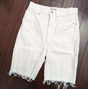 Madewell High-Rise Long Denim Shorts -Tile White